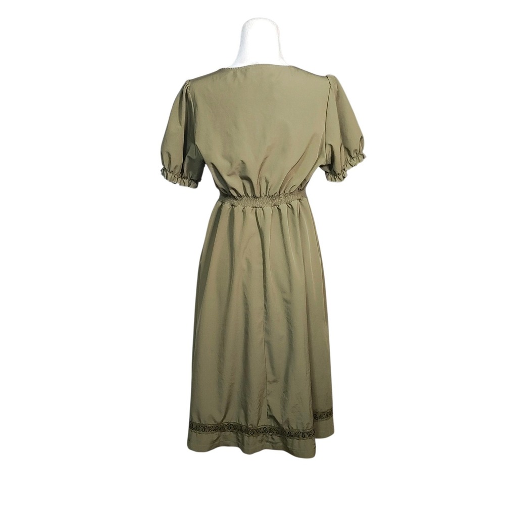 Scarlet Darkness Olive Green Dress Milkmaid Goblincore Cottagecore Peasant Large - Picture 6 of 9
